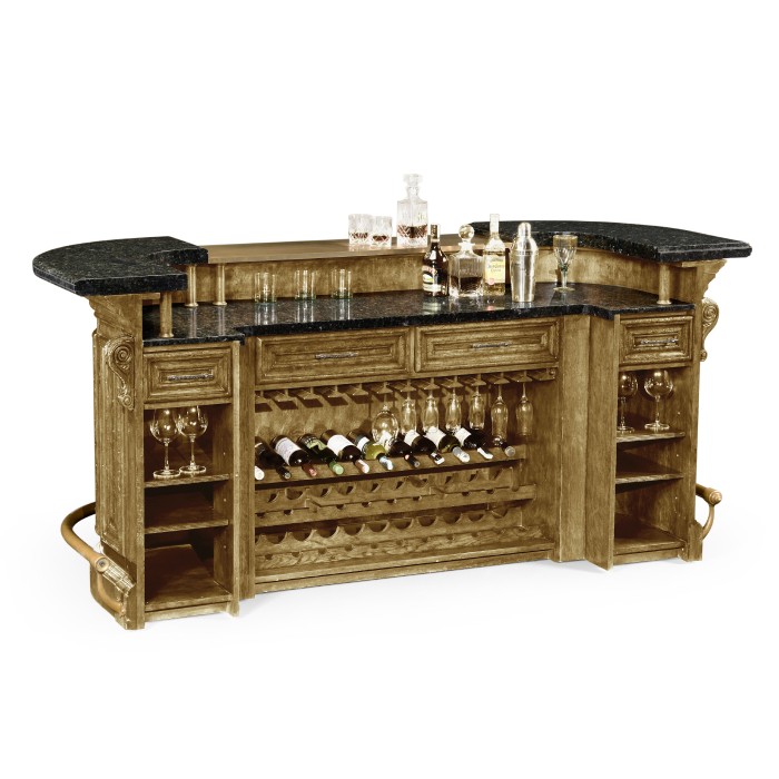 Linenfold Natural Oak Home Bar