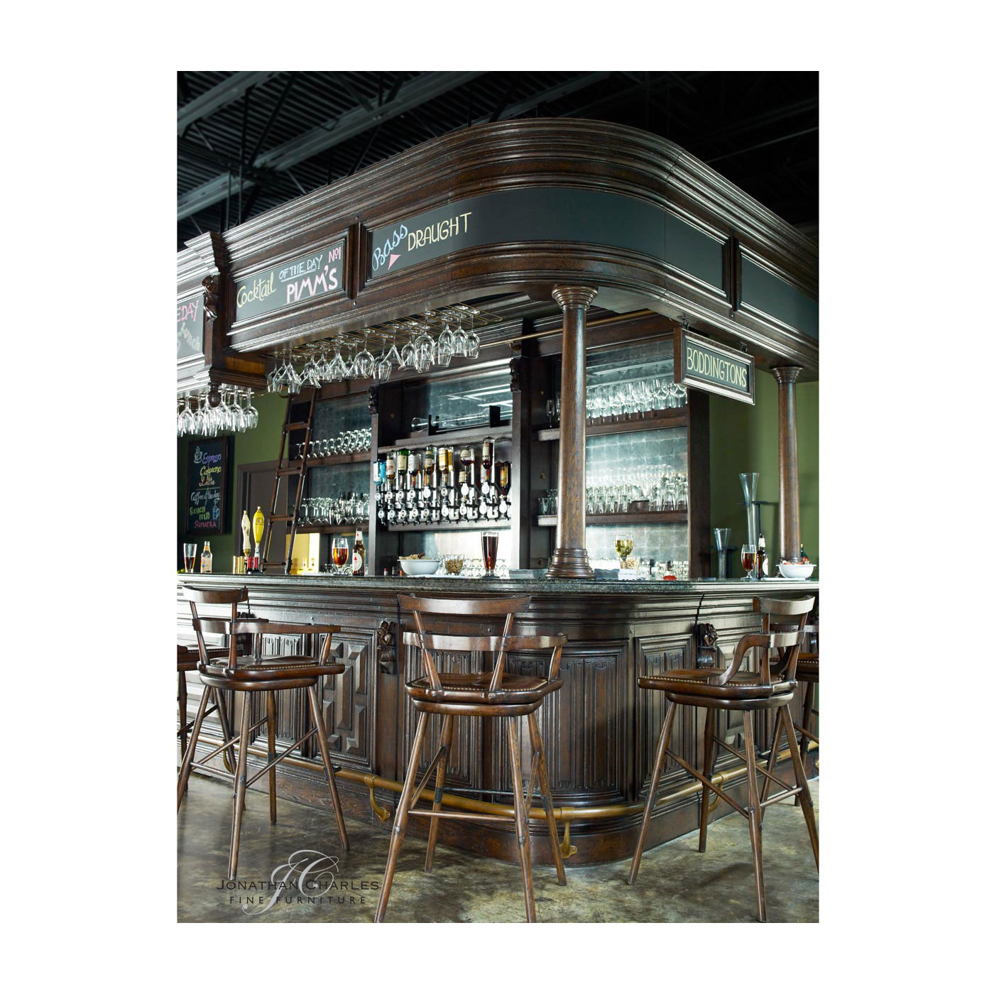 Linenfold Dark Oak Home Bar