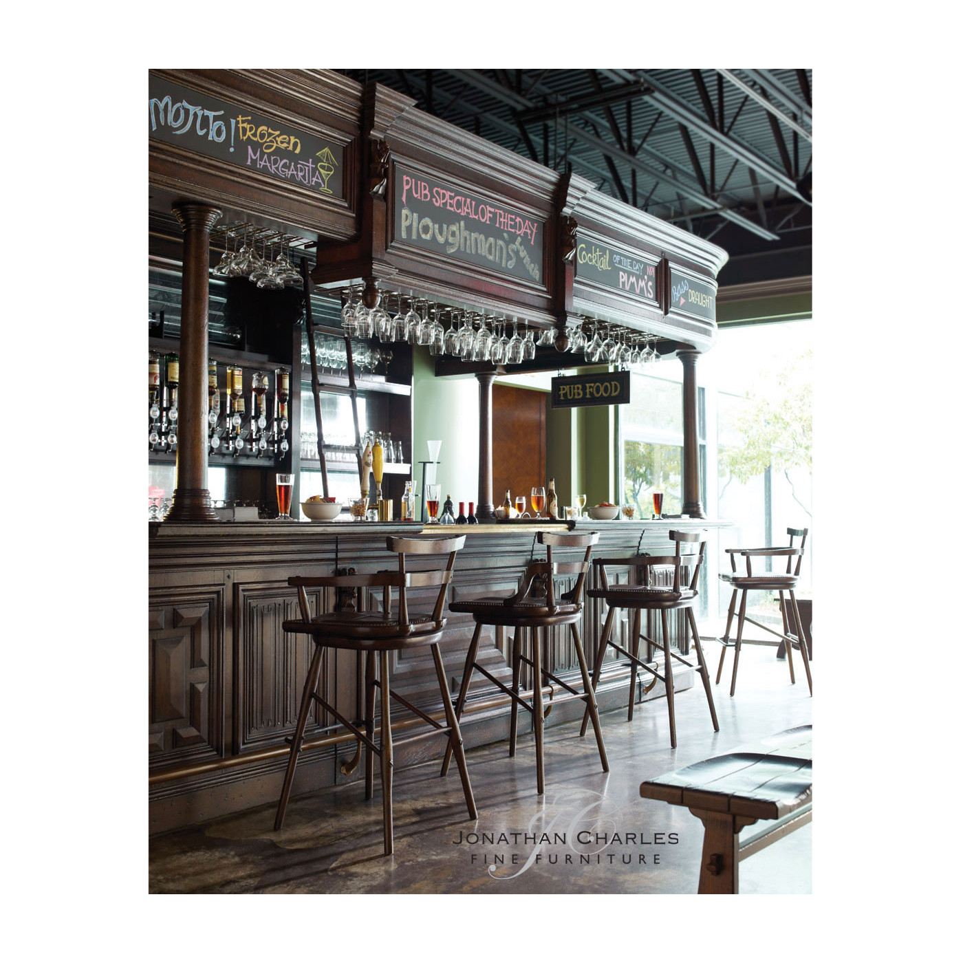 Linenfold Dark Oak Home Bar