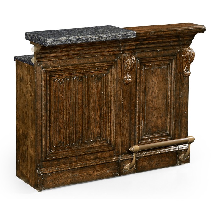 Hinged Door Panel for Linenfold Dark Oak Home Bar