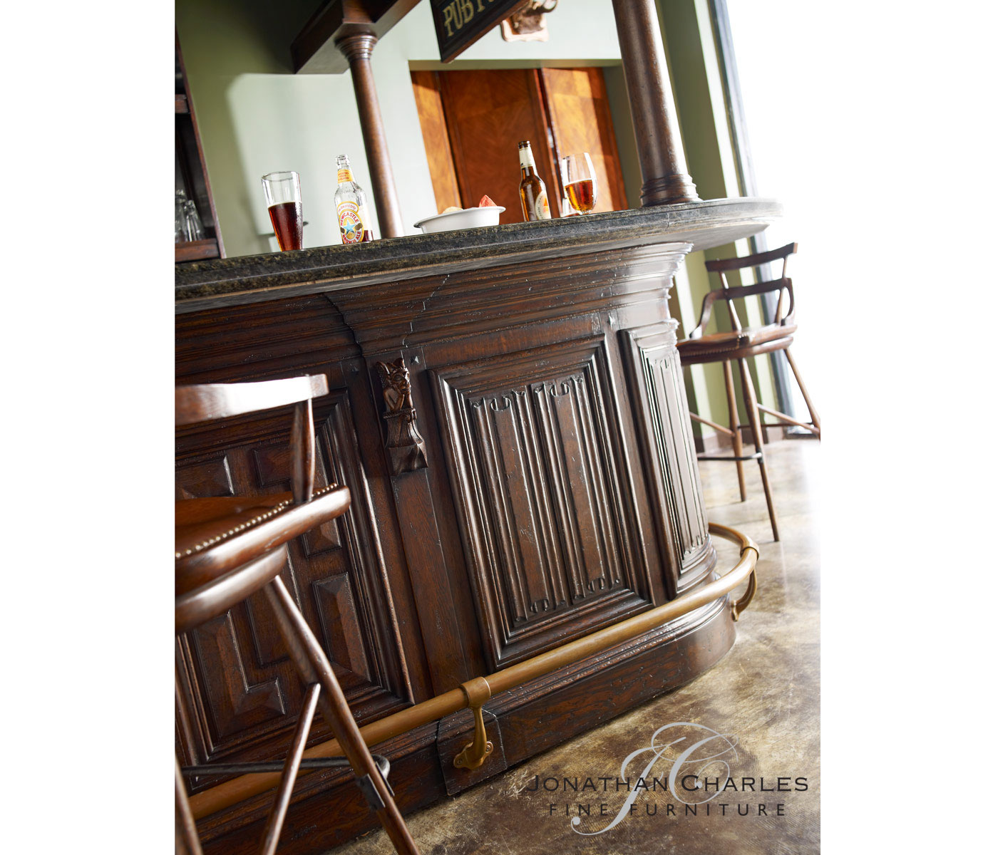 Hinged Door Panel for Linenfold Dark Oak Home Bar