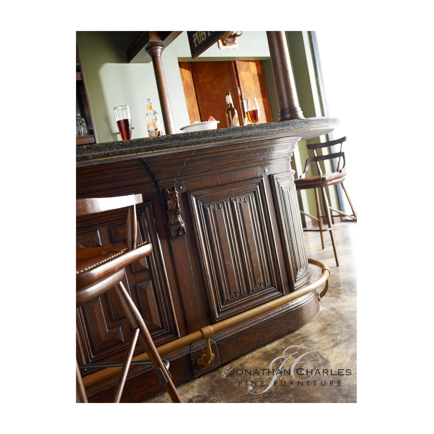 Hinged Door Panel for Linenfold Dark Oak Home Bar