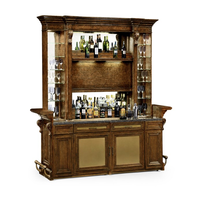 Rear Panel of Linenfold Dark Oak Home Bar