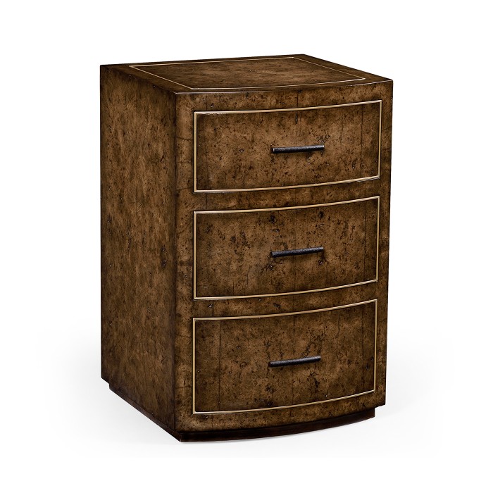 Burl oak chest three drawers
