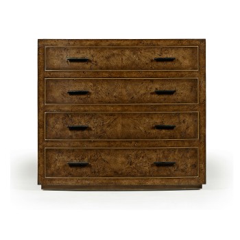 Burl oak chest four drawers