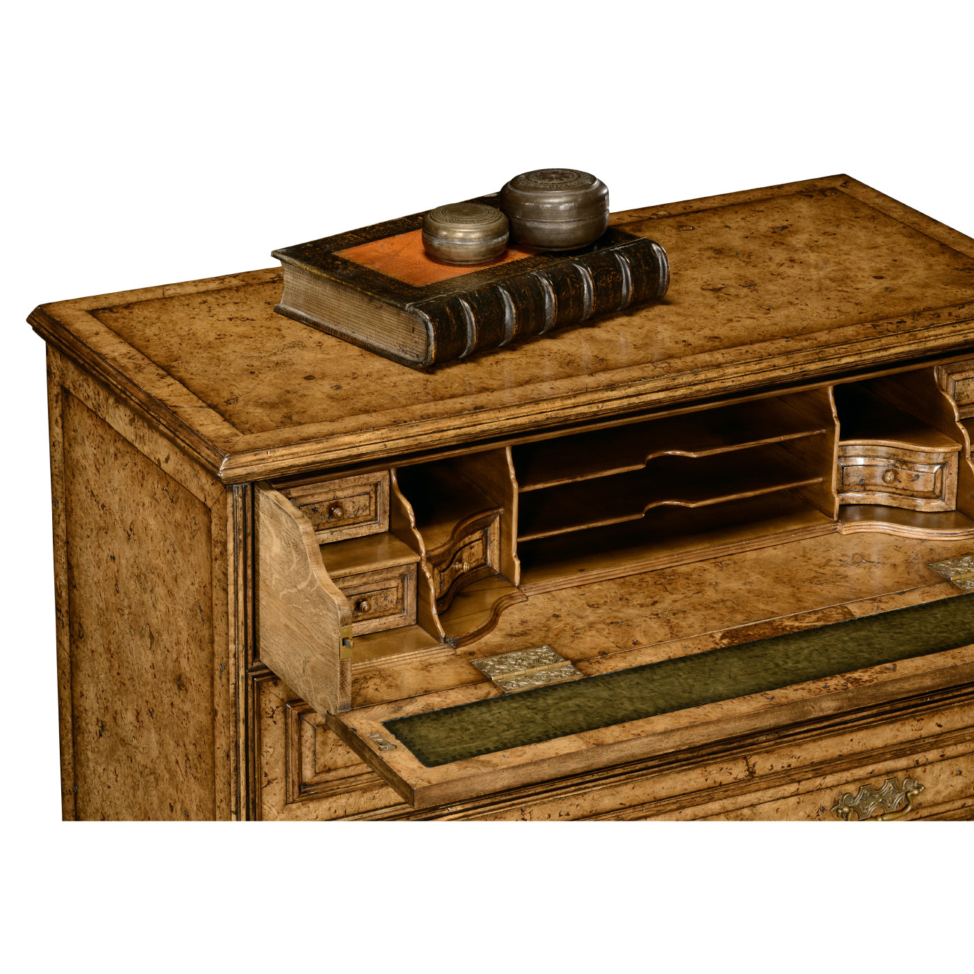 Burl veneered gentleman's writing chest