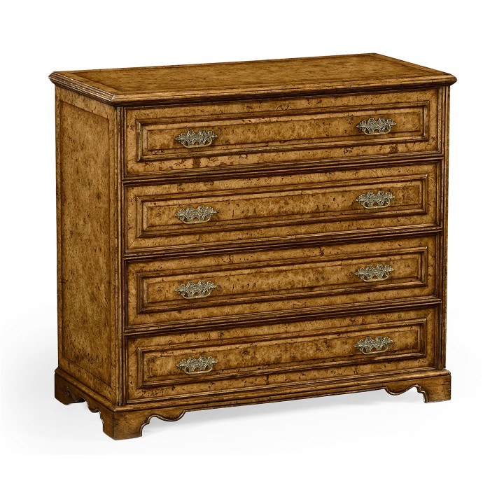 Burl veneered gentleman's writing chest