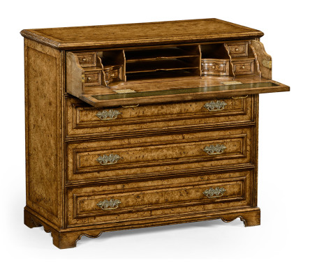 Burl veneered gentleman's writing chest