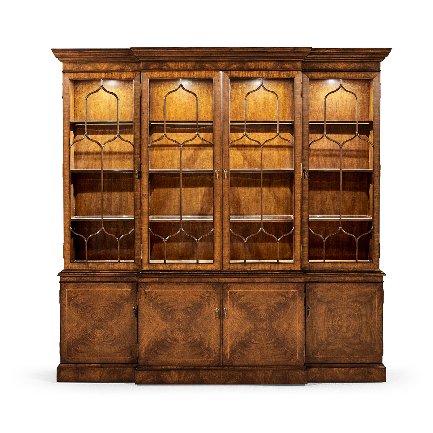 Large Gothic Walnut China Cabinet