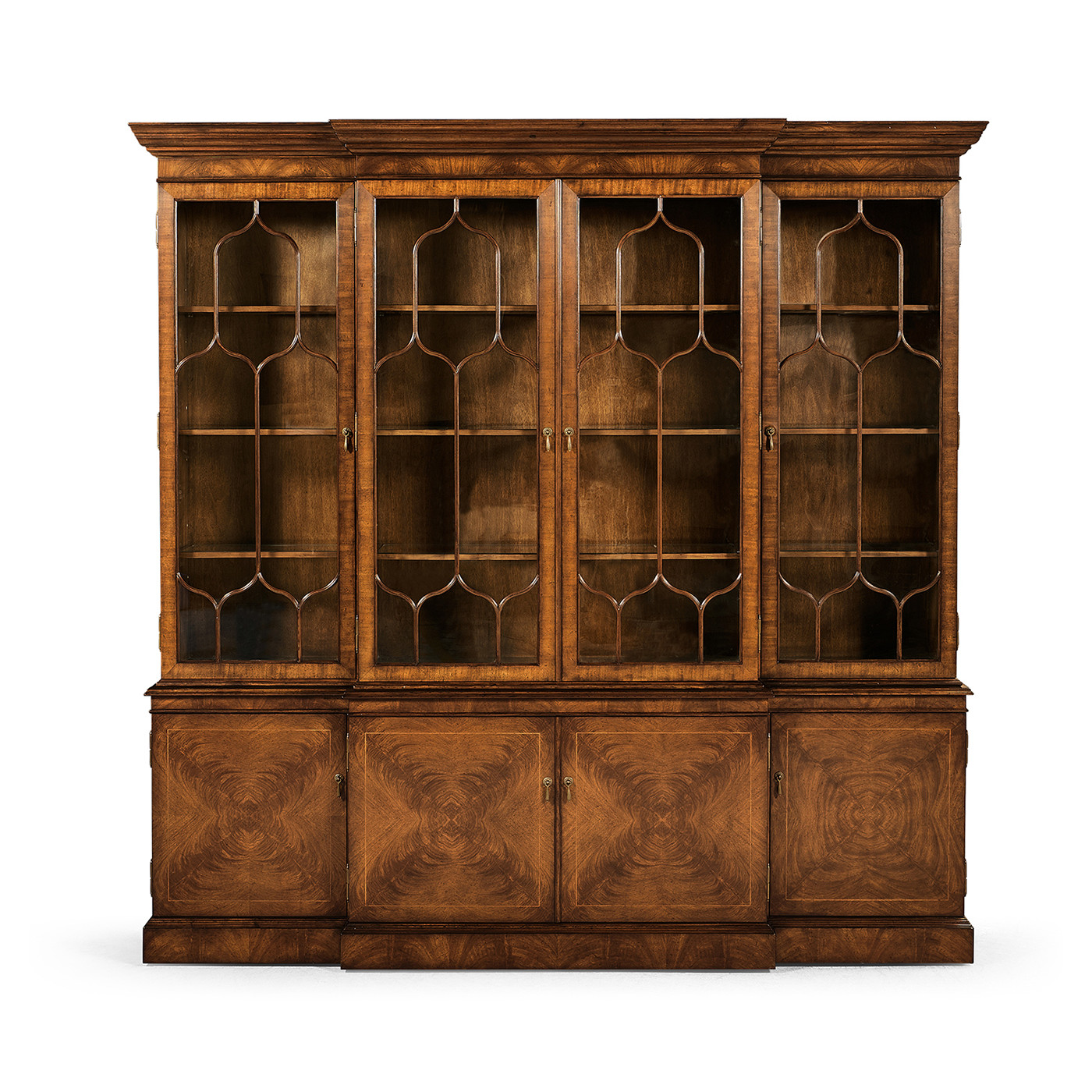Large Gothic Walnut China Cabinet