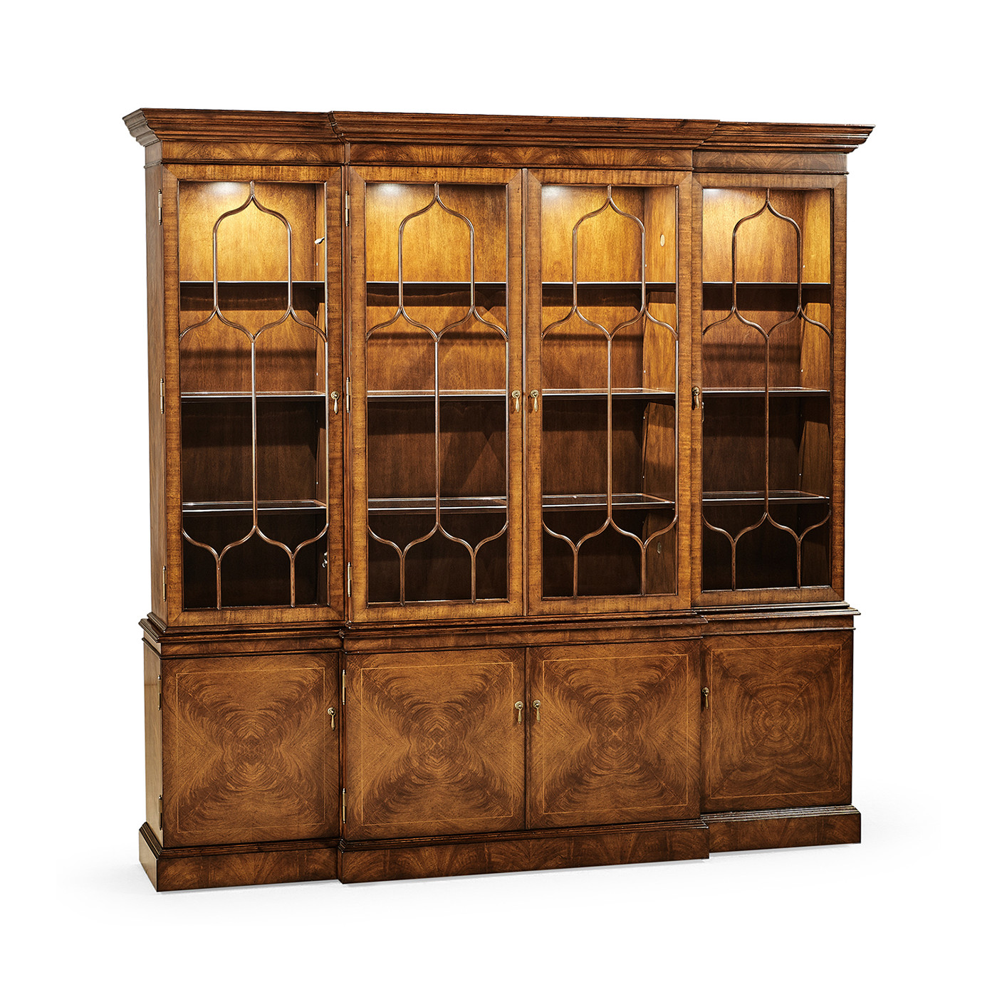 Large Gothic Walnut China Cabinet