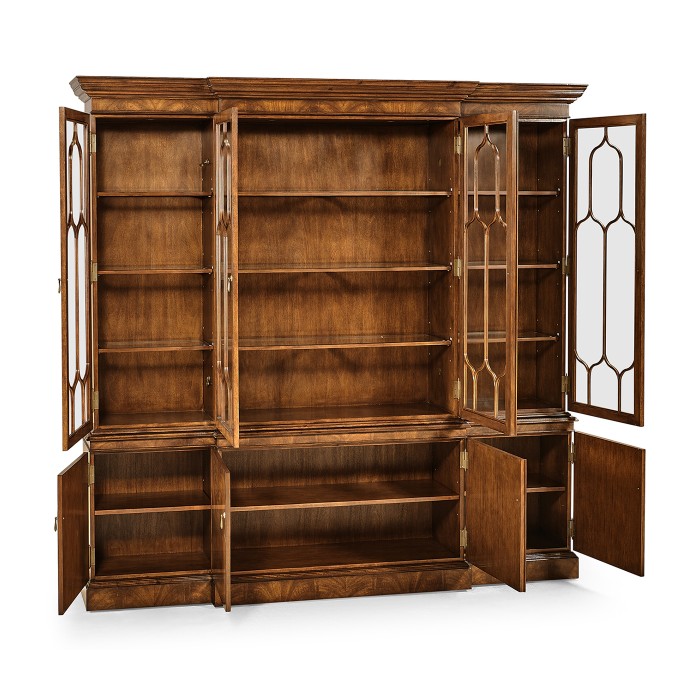 Large Gothic Walnut China Cabinet