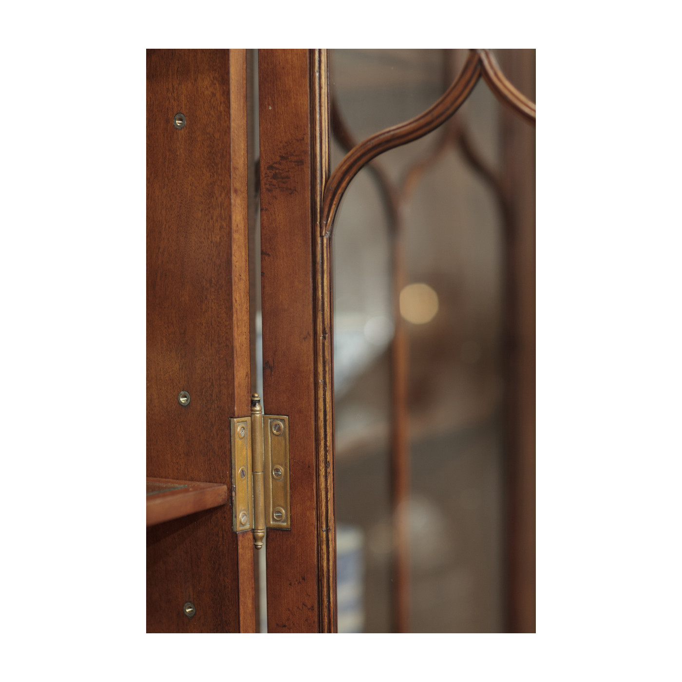 Large Gothic Walnut China Cabinet