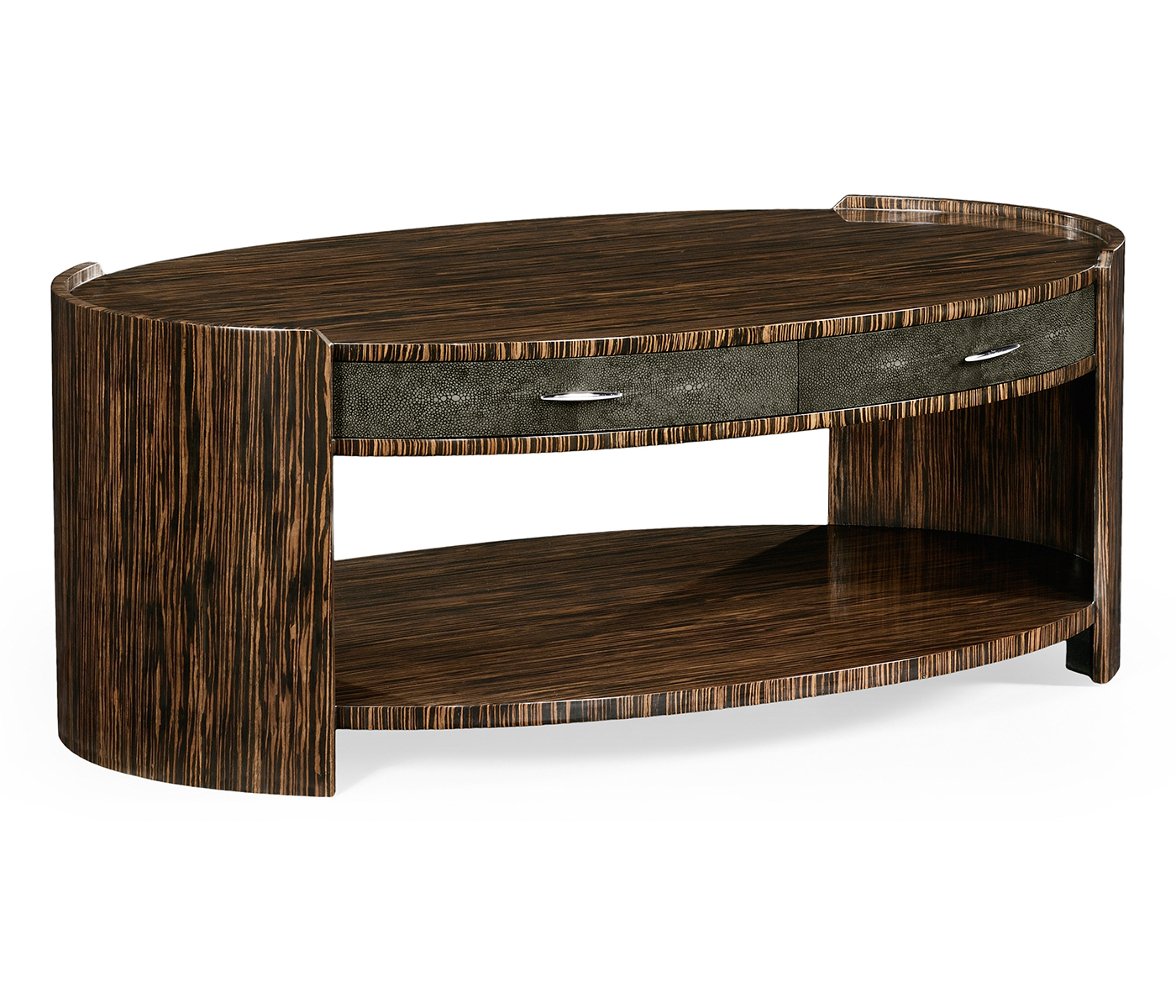 Anthracite faux shagreen & macassar ebony oval coffee table