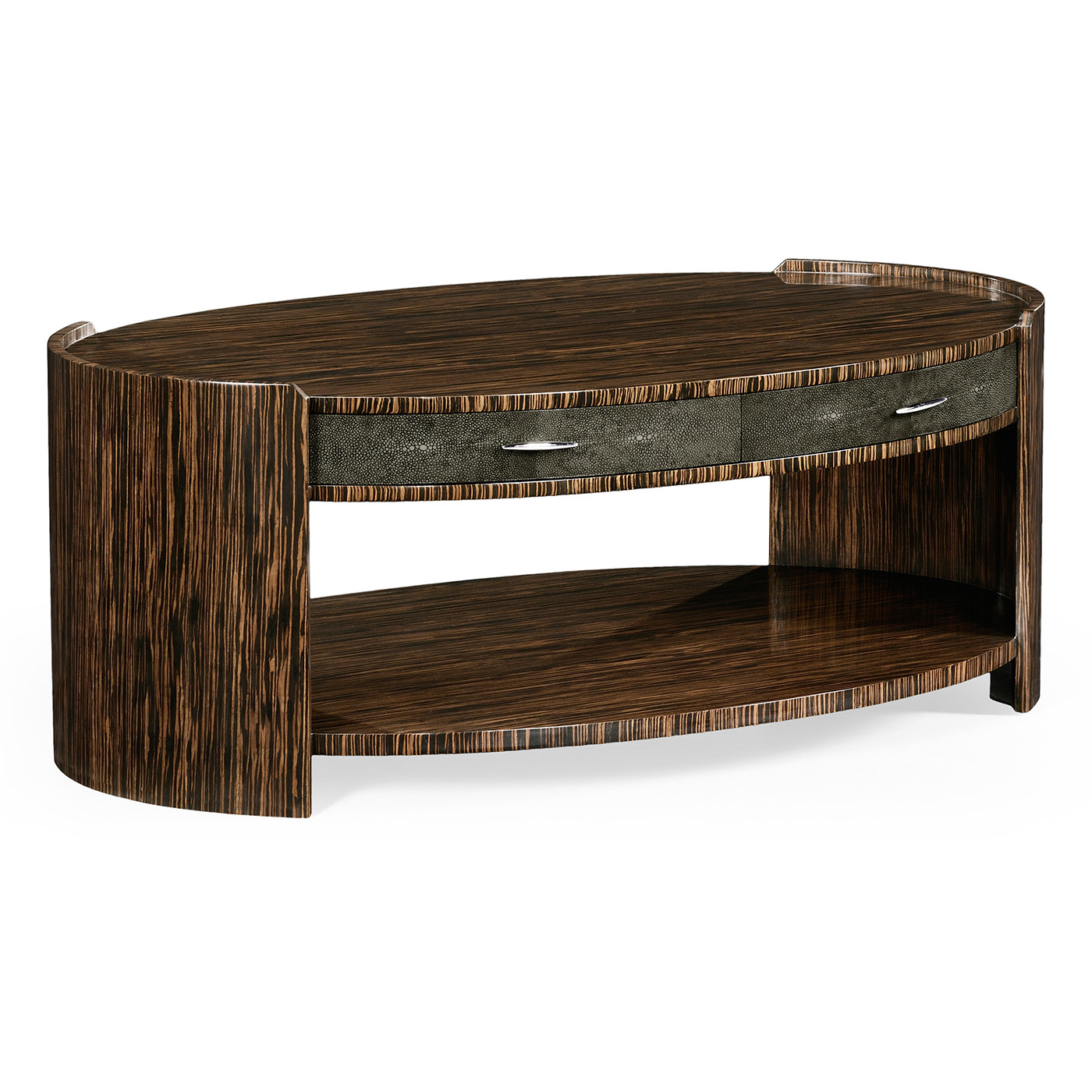 Anthracite faux shagreen & macassar ebony oval coffee table