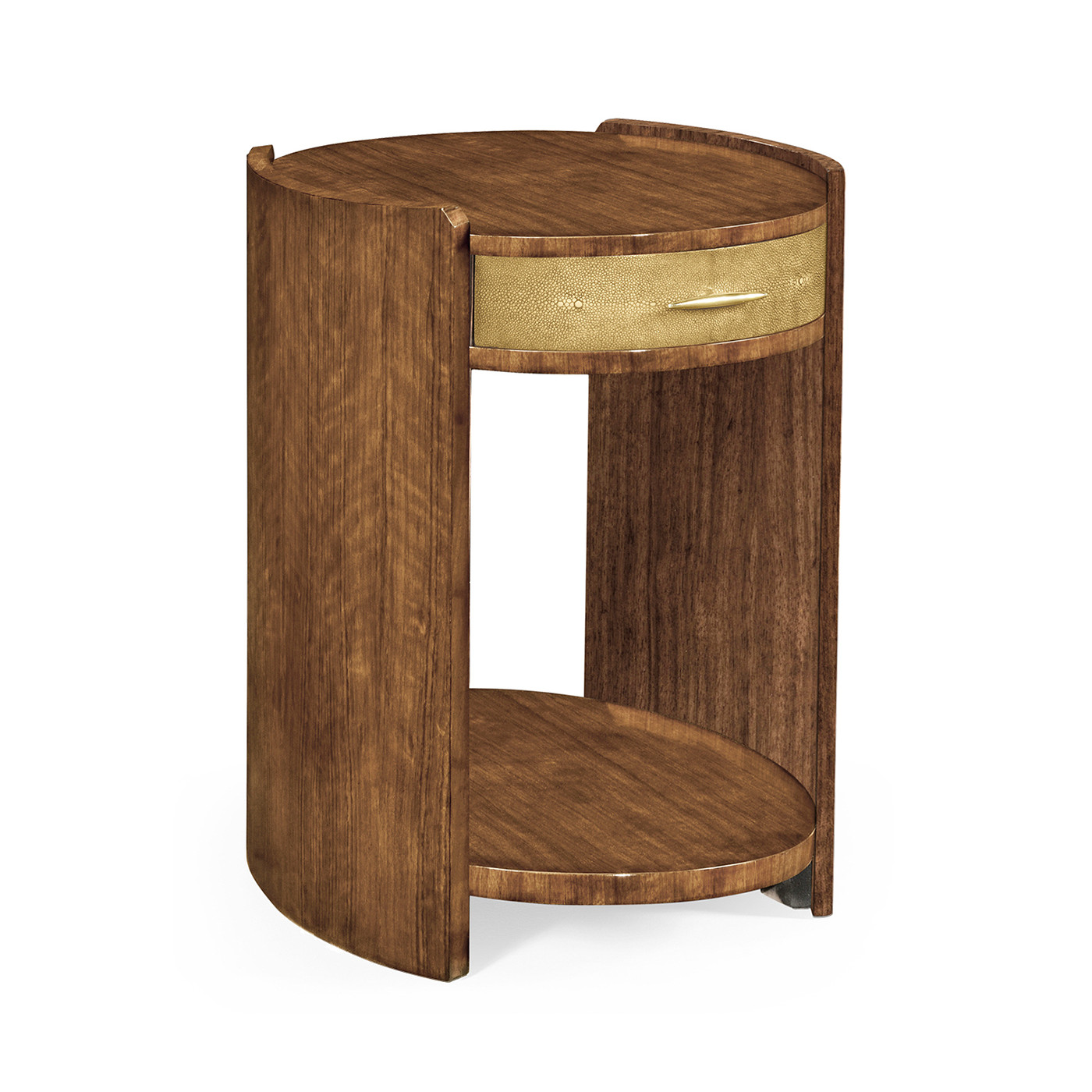 Ivory Faux Shagreen Side Table with Drawer