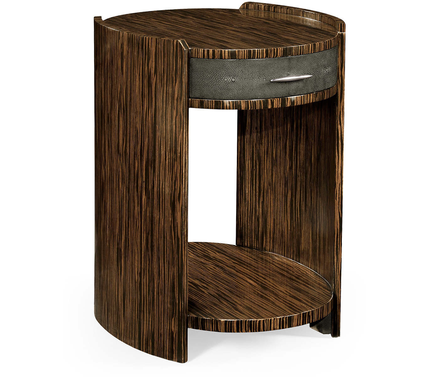 Anthracite Faux Shagreen and Macassar Ebony Side Table