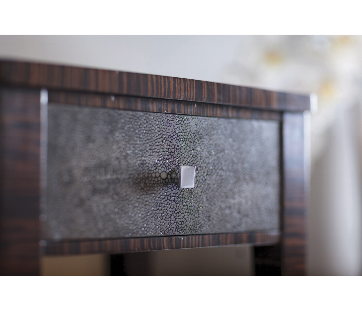 Ivory Shagreen Rectangular Lamp Table