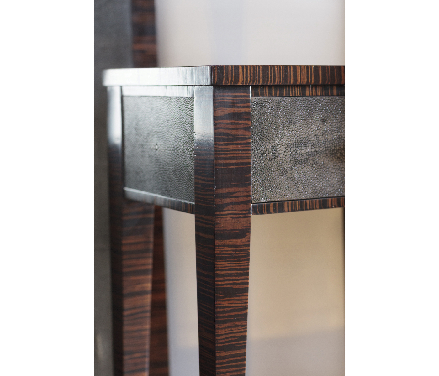 Ivory Shagreen Rectangular Lamp Table