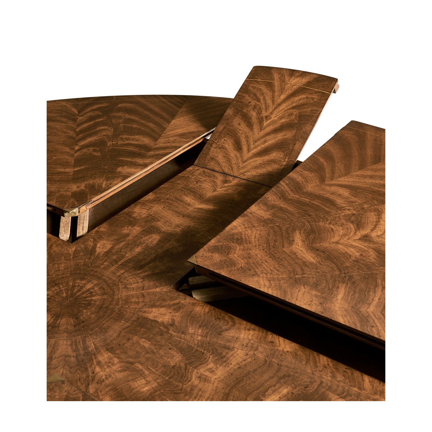 Crotch Walnut Circular Dining Table with Self–Storing Leaves 59