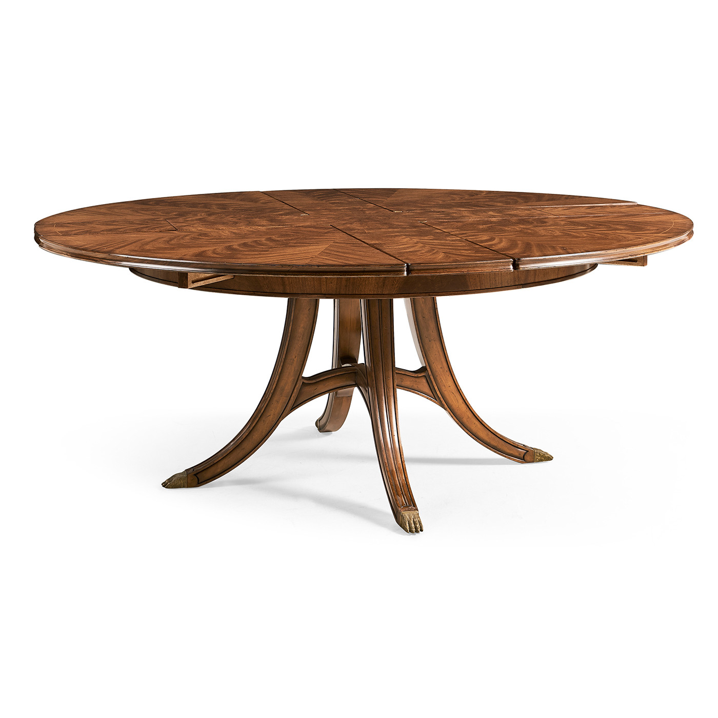 Crotch Walnut Circular Dining Table with Self–Storing Leaves 59