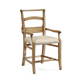 Rustic Light Driftwood Church Dining Arm Chair