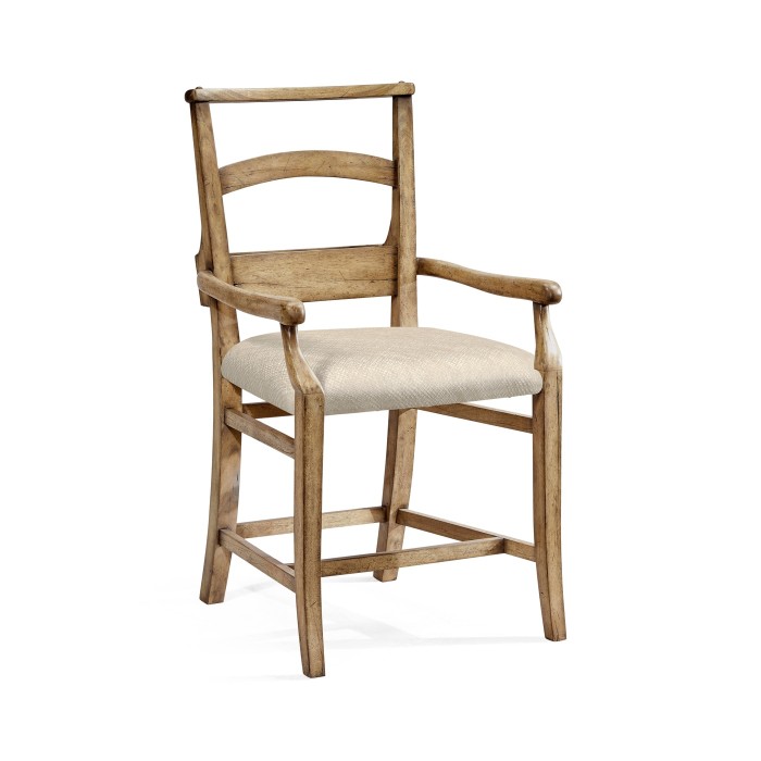 Rustic Light Driftwood Church Dining Arm Chair