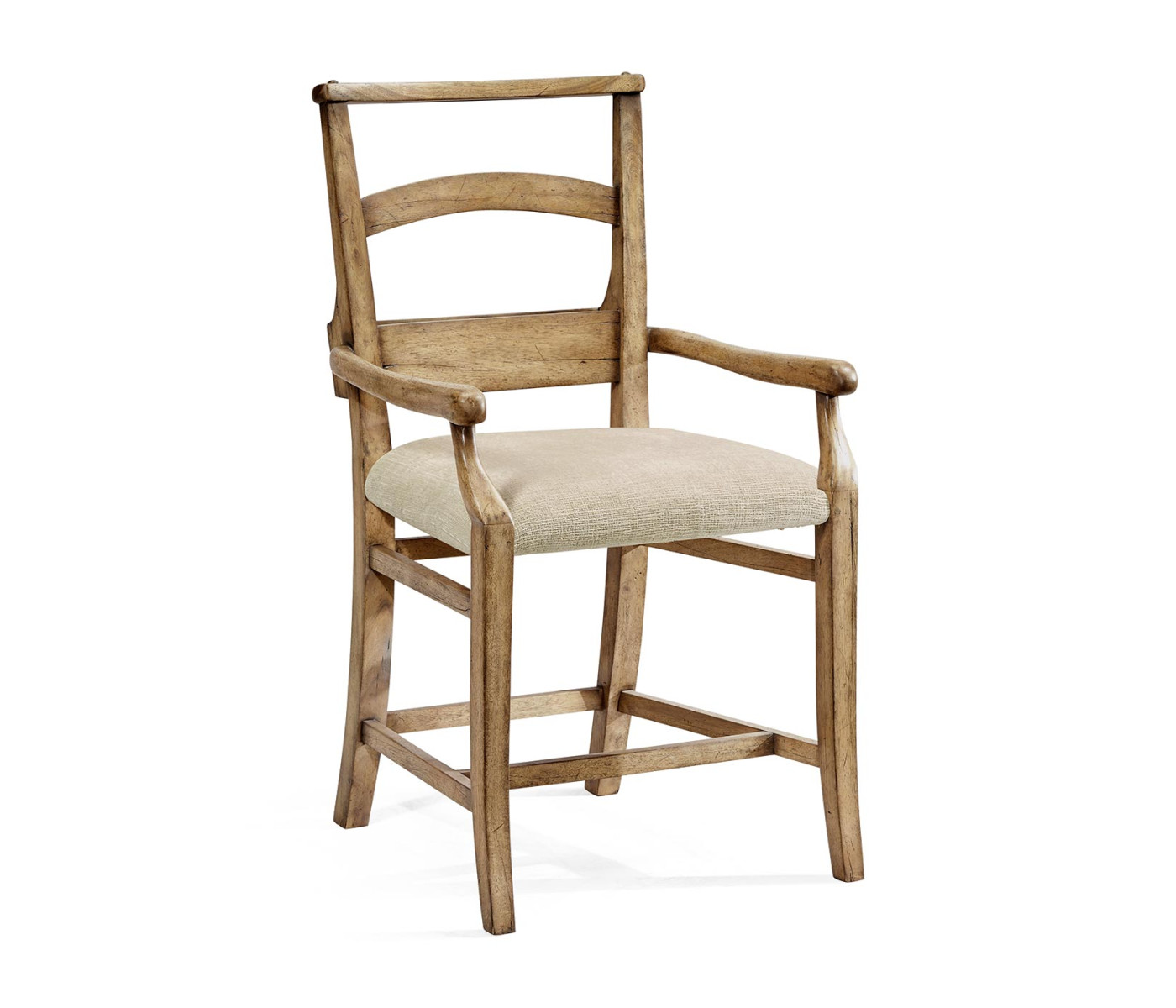 Rustic Light Driftwood Church Dining Arm Chair