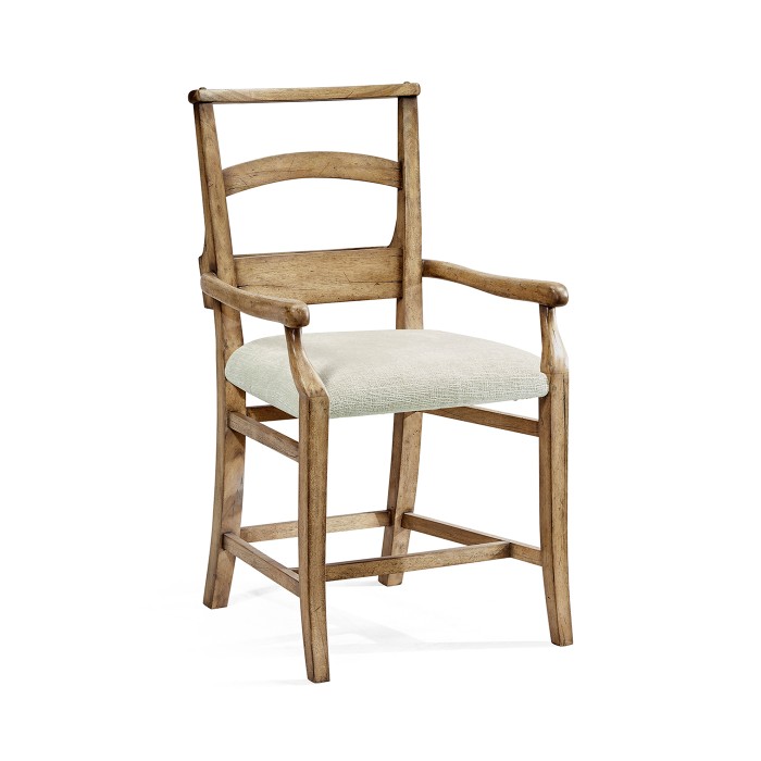 Rustic Light Driftwood Church Dining Arm Chair