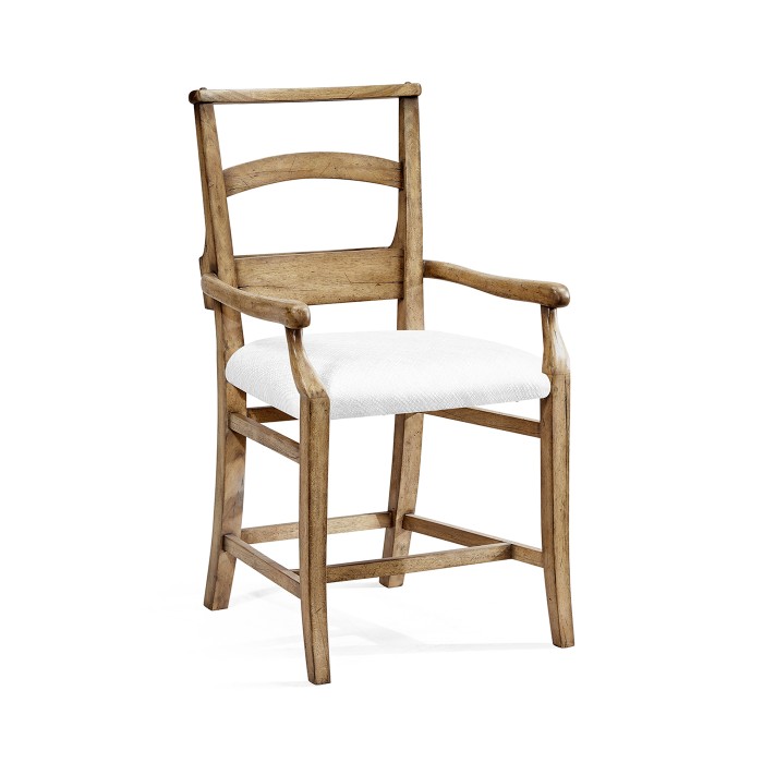 Rustic Light Driftwood Church Dining Arm Chair