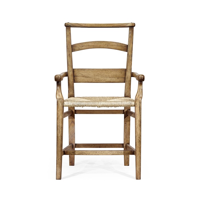 Rustic Light Driftwood Church Dining Arm Chair