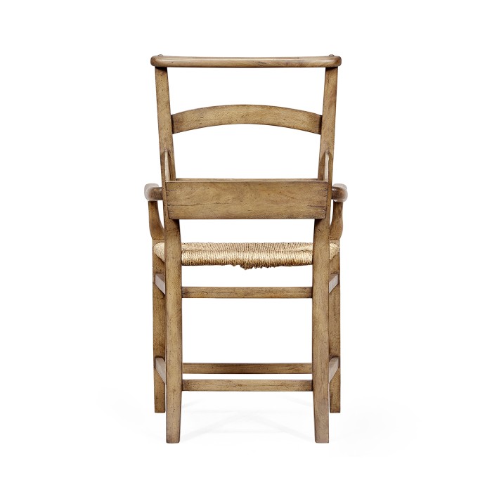 Rustic Light Driftwood Church Dining Arm Chair