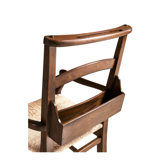 Rustic Walnut Church Dining Arm Chair