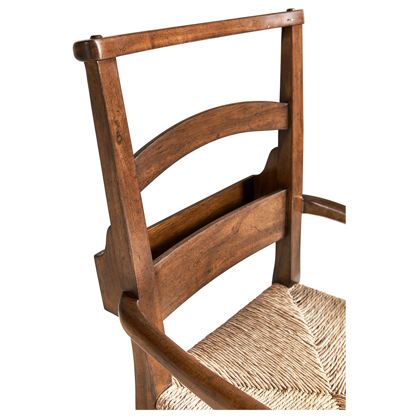 Rustic Walnut Church Dining Arm Chair