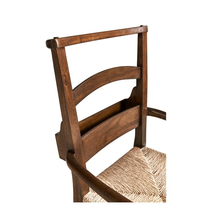 Rustic Walnut Church Dining Arm Chair