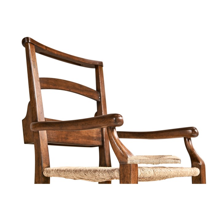 Rustic Walnut Church Dining Arm Chair