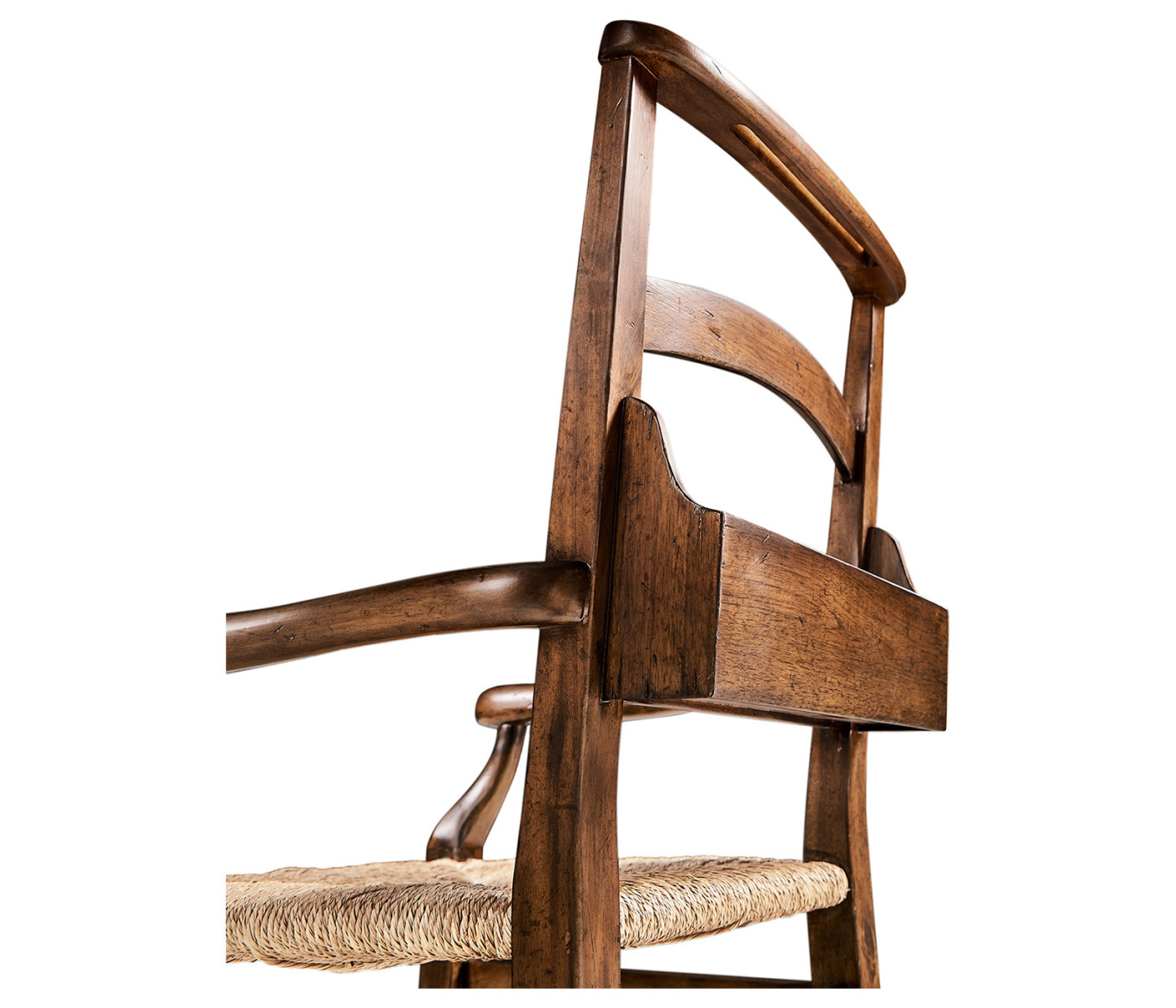 Rustic Walnut Church Dining Arm Chair