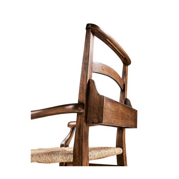 Rustic Walnut Church Dining Arm Chair