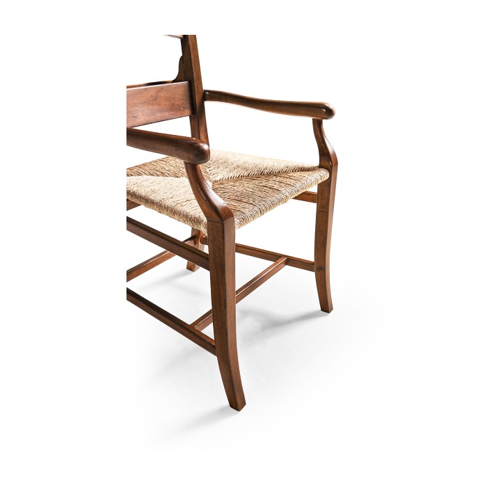Rustic Walnut Church Dining Arm Chair