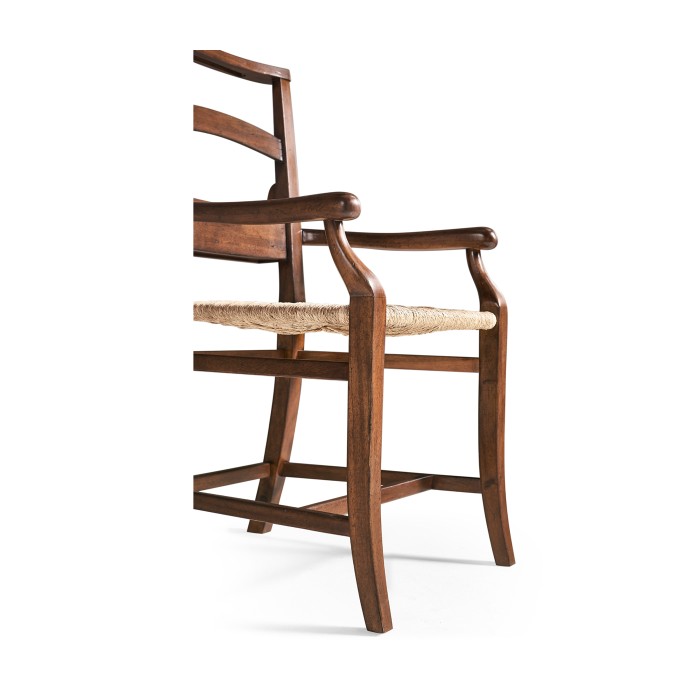 Rustic Walnut Church Dining Arm Chair