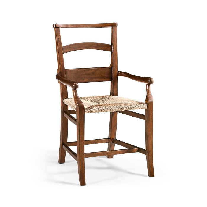 Rustic Walnut Church Dining Arm Chair