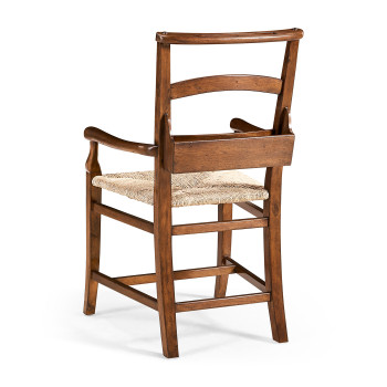 Rustic Walnut Church Dining Arm Chair