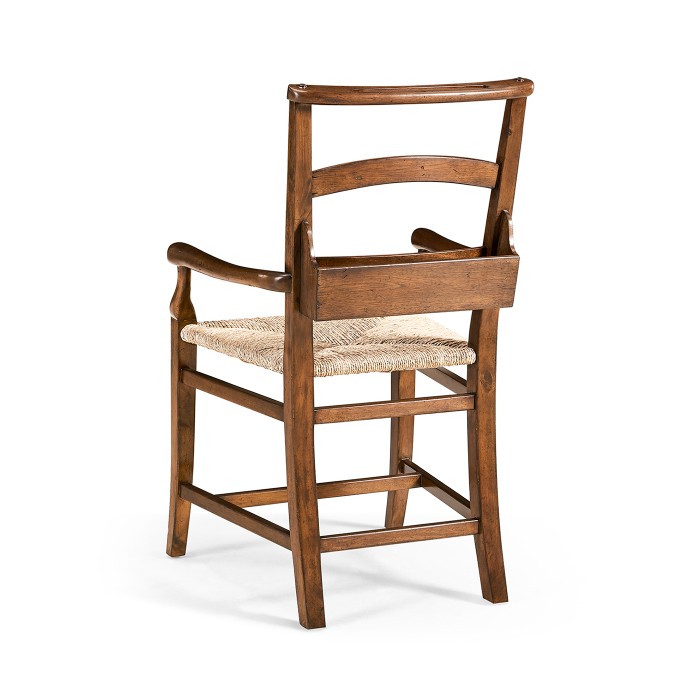 Rustic Walnut Church Dining Arm Chair