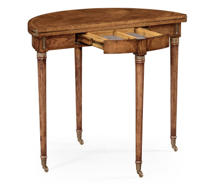 Walnut flip-top demilune breakfast table