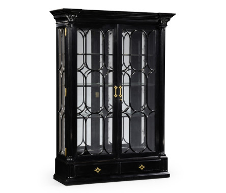 Corinthian Column Black Display Cabinet