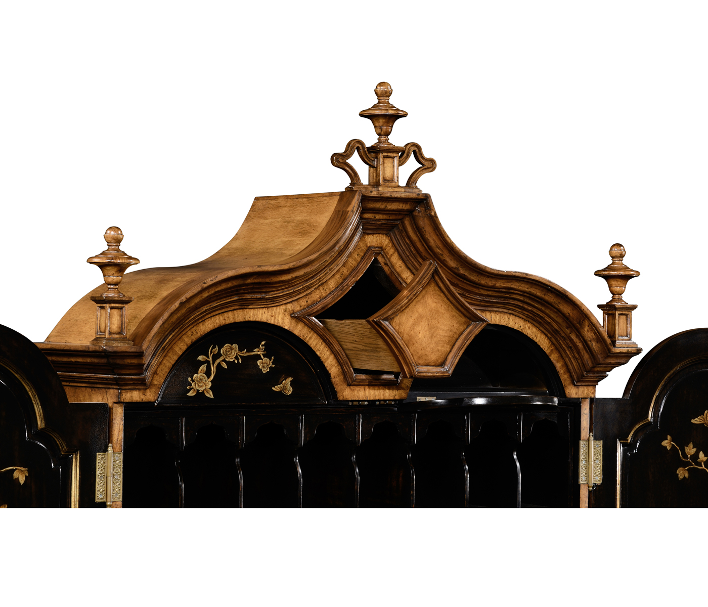 Queen Anne Walnut Bureau with Chinoiserie Interior & Panelled Doors