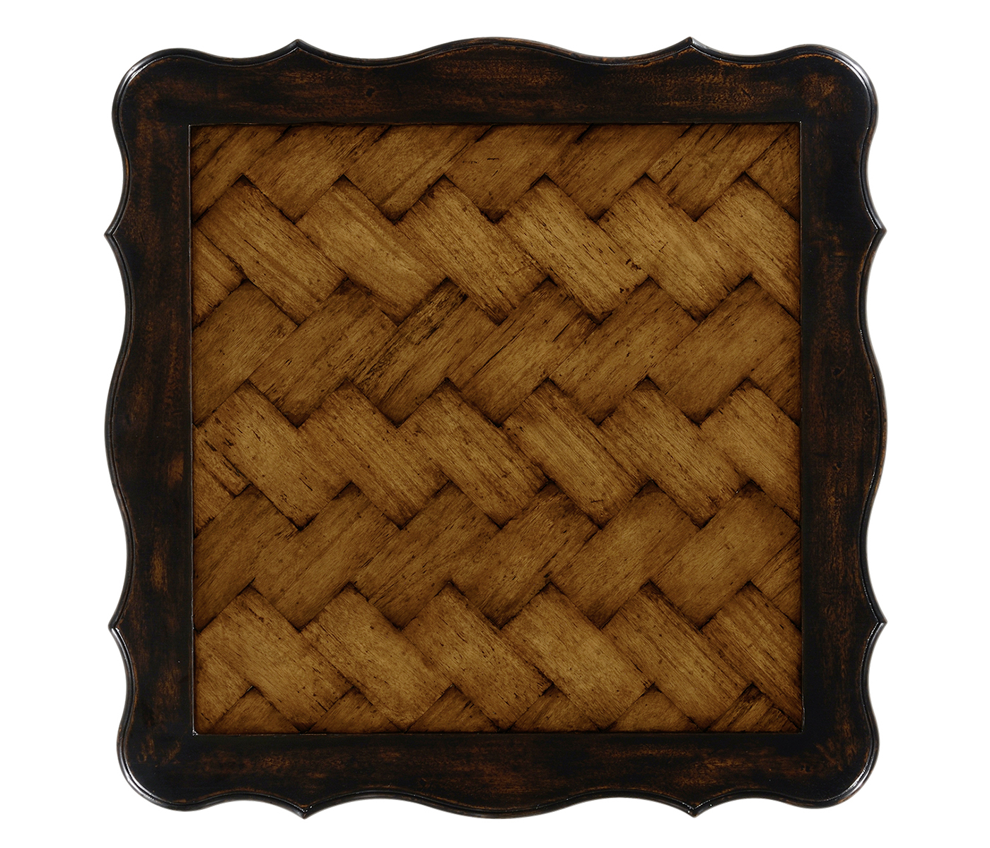 French style black finish side table parquet top