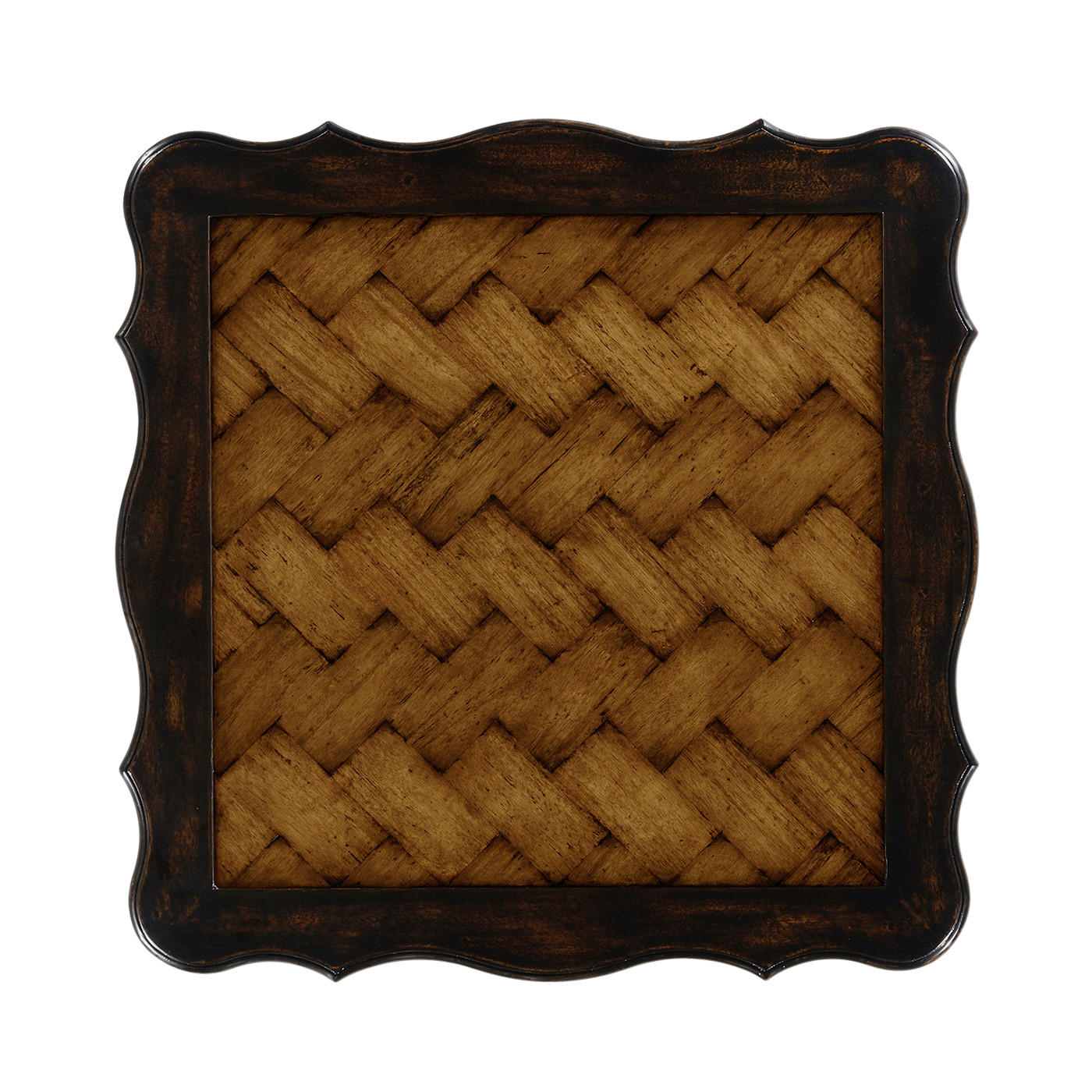 French style black finish side table parquet top