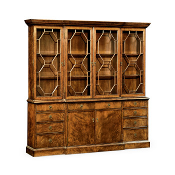 Triple Walnut Display Cabinet with Octagonal Glazing Bars