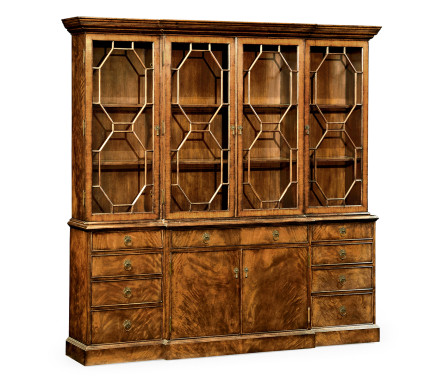 Triple Walnut Display Cabinet with Octagonal Glazing Bars